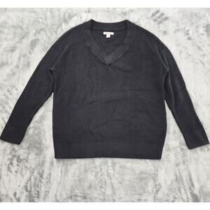 Goodthreads Everyday Soft Blend Thermal Long Sleeve V-Neck Sweater Size M Black